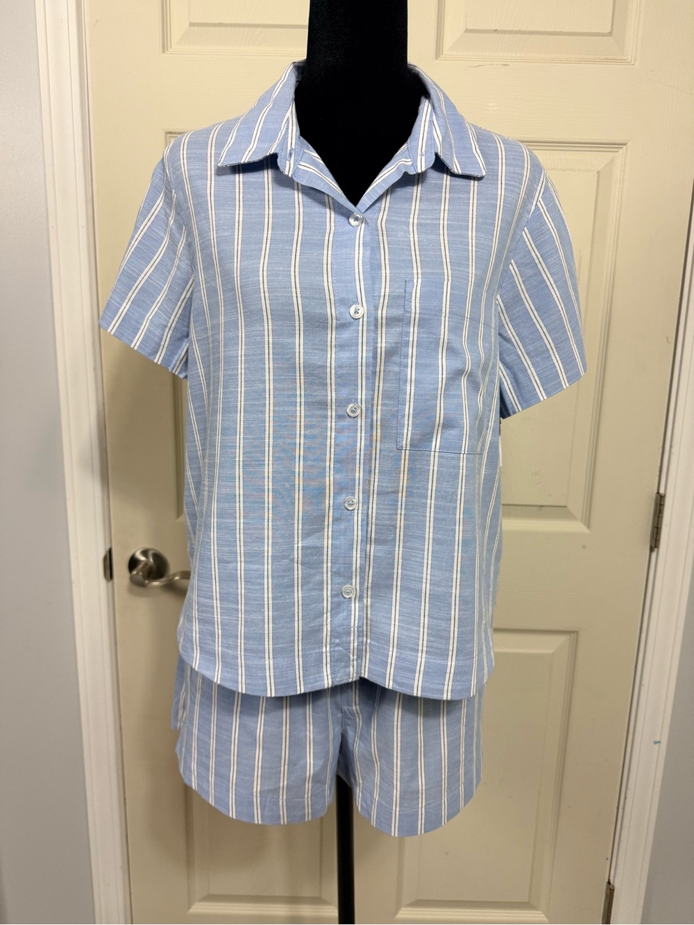 Auden Blue and White Striped Short Pajama Set